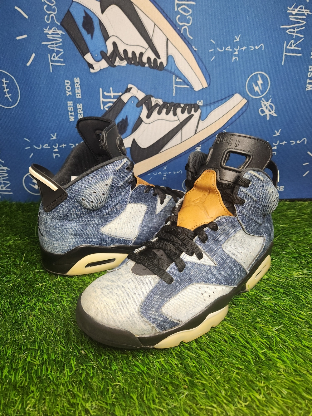 Mens Size 8 Jordan 6 Retro Washed Denim Sneakers Womens Size 9.5